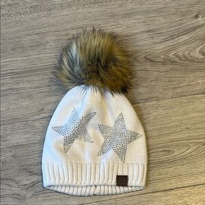 C.C. Rhinestone Pom-Pom Cap